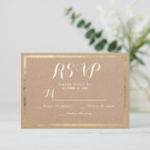 Elegant bruin papier faux goud moderne RSVP-kaart RSVP Kaartje (Staand voorkant)