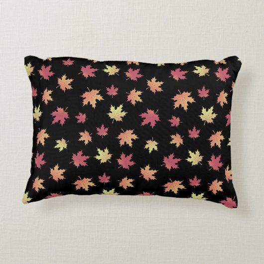 Elegant bruin rood herfst bladeren patroon | accent kussen (Achterkant)