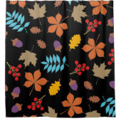 Elegant bruin rood herfst bladeren patroon | douchegordijn (Voorkant)