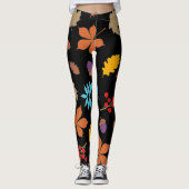 Elegant bruin rood herfst bladeren patroon | leggings (Voorkant)