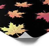 Elegant bruin rood herfst bladeren patroon | poster (Hoek)