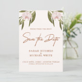 Elegant Bruin Roze Groene Orchid Boho Wedding Save The Date (Staand voorkant)