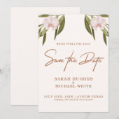 Elegant Bruin Roze Groene Orchid Boho Wedding Save The Date (Voorkant / Achterkant)