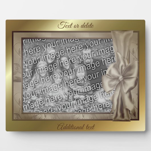 Elegant Bruin Satijn Boog Creëer Uw Eigen Foto Fotoplaat (Voorkant)