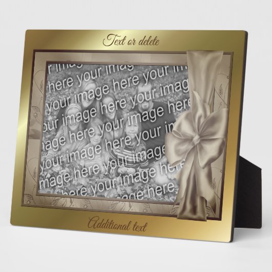 Elegant Bruin Satijn Boog Creëer Uw Eigen Foto Fotoplaat (Zijkant)