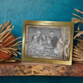 Elegant Bruin Satijn Boog Creëer Uw Eigen Foto Fotoplaat (Zijkant)