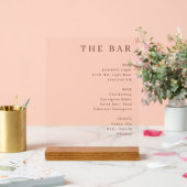 Elegant bruin schreef menu met balkindeling acryl bord (Huwelijk)