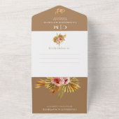 Elegant Bruin Suiker Monogram QR Code Boog Bruilof All In One Uitnodiging (Buitenkant)