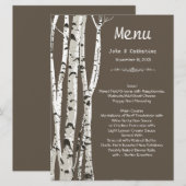 Elegant bruin trouwmenu met berkenbomen menu (Voorkant / Achterkant)