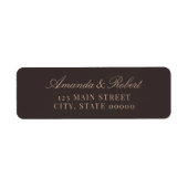 Elegant bruin trouwretouradres etiket (Voorkant)
