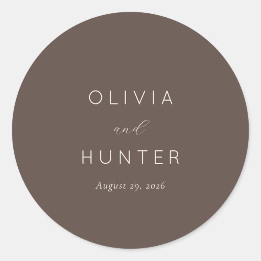 Elegant Bruin Typografisch Ronde Sticker (Voorkant)