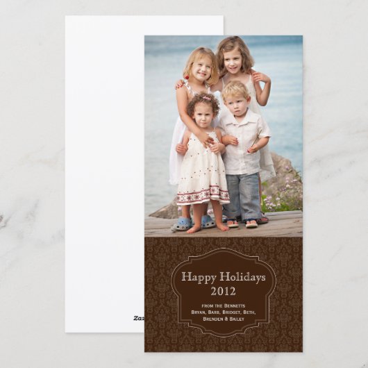 Elegant Bruin Vakantie Fotokaart Feestdagenkaart (Voorkant / Achterkant)