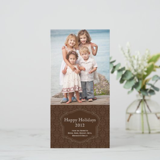 Elegant Bruin Vakantie Fotokaart Feestdagenkaart (Staand voorkant)