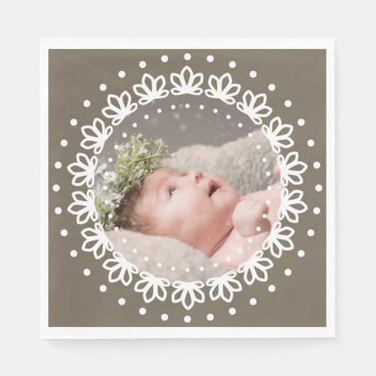 Elegant bruin verjaardagsfeest servet (Voorkant)