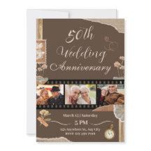 Elegant Bruin Vintage Bloem Huwelijksjubileum