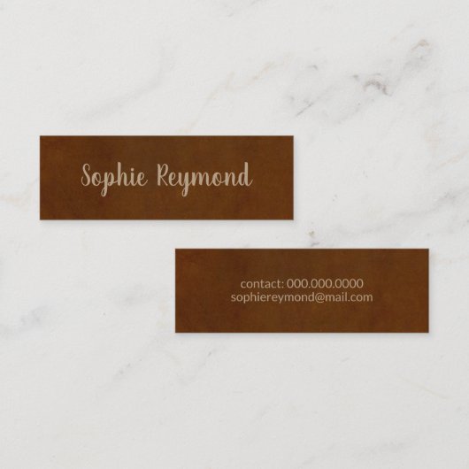 elegant bruin visitekaartje met scriptnaam (Voorkant / Achterkant)
