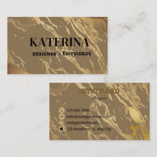 Elegant bruin Visitekaartje | Professioneel en min (Voorkant / Achterkant)