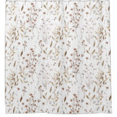  Elegant Bruin Wildflowers Bladeren Patroon Douchegordijn (Voorkant)
