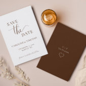 Elegant Bruin Wit Huwelijk Save The Date Kaart