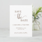 Elegant Bruin Wit Huwelijk Save The Date Kaart (Staand voorkant)