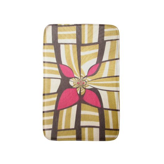 Elegant bruin wit ivoorblad diamantstripes badmat (Voorkant Verticaal)