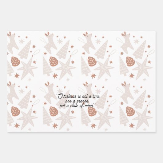 Elegant bruin & wit kerstinpakpapier inpakpapier vel (Voorkant)