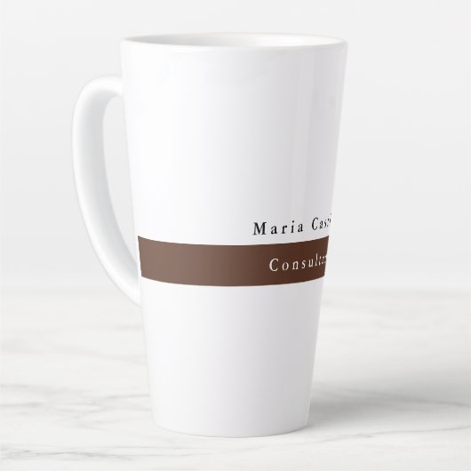 Elegant Bruin Wit Minimalist Latte Mok (Linkerhoek)