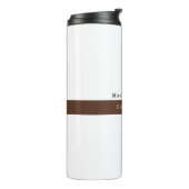 Elegant Bruin Wit Minimalist Thermosbeker (Gedraaid links)