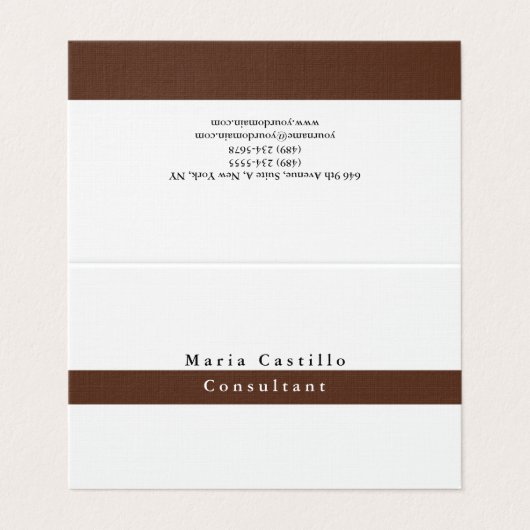 Elegant Bruin Wit Minimalist Visitekaartje (Buitenkant ongevouwen)