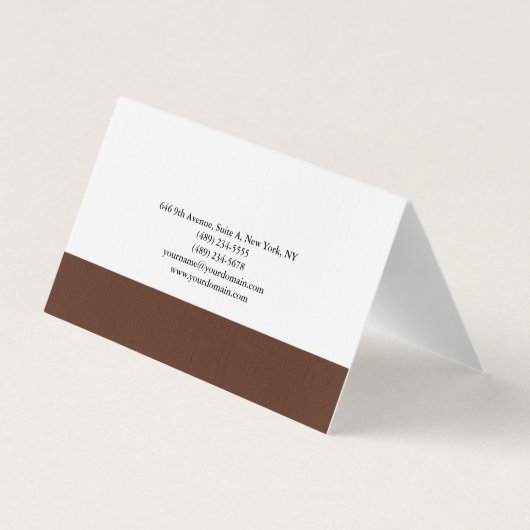 Elegant Bruin Wit Minimalist Visitekaartje (Achterkant)
