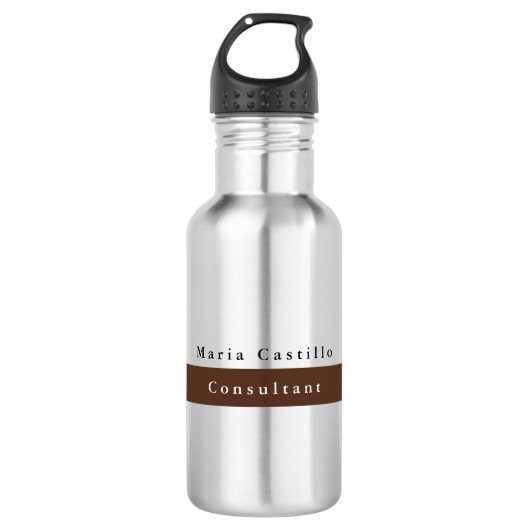Elegant Bruin Wit Minimalist Waterfles (Voorkant)