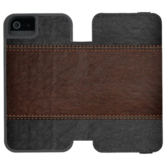 Elegant bruin & zwart  leder incipio iPhone portemonnee hoesje (Agenda Open)