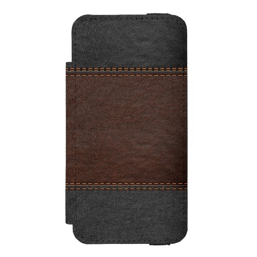 Elegant bruin & zwart  leder incipio iPhone portemonnee hoesje (Voorkant Agenda)