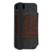 Elegant bruin & zwart leder incipio iPhone portemonnee hoesje (Agenda Achterkant)