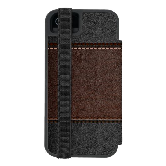 Elegant bruin & zwart  leder incipio iPhone portemonnee hoesje (Agenda Achterkant)