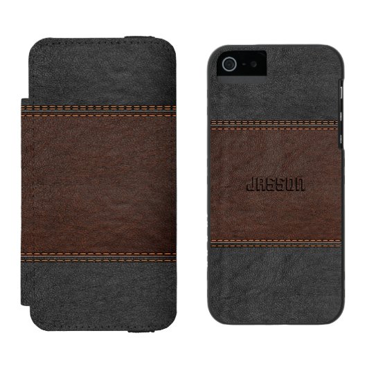 Elegant bruin & zwart leder incipio iPhone portemonnee hoesje (Naast elkaar)