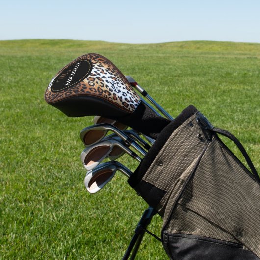 Elegant Bruin Zwart Wit Luipaard Print Custom Golfheadcover (Insitu)