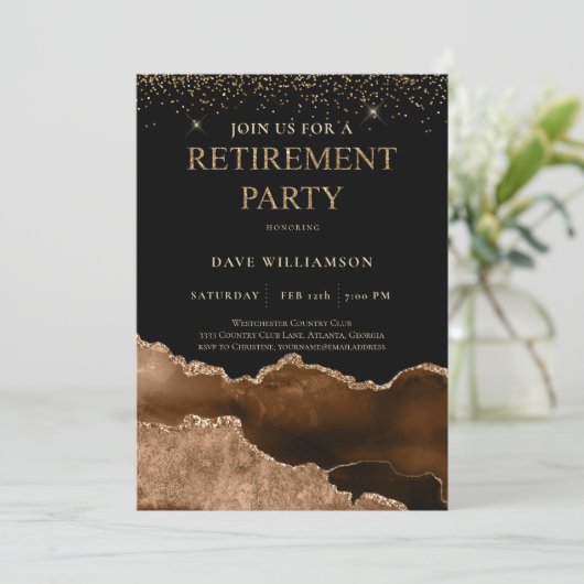 Elegant Bruine Agaat Edelsteen Pensioen Partij Inv Kaart (Staand voorkant)