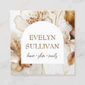 Elegant bruine bloemen vierkante visitekaartje (Voorkant)