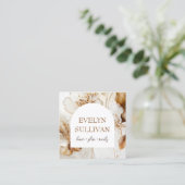 Elegant bruine bloemen vierkante visitekaartje (Staand voorkant)