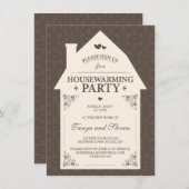 Elegant-bruine dampkamer huisverwarming kaart (Voorkant / Achterkant)