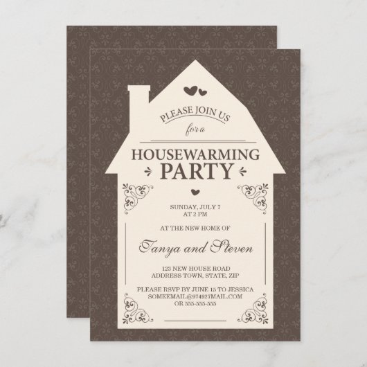 Elegant-bruine dampkamer huisverwarming kaart (Voorkant / Achterkant)