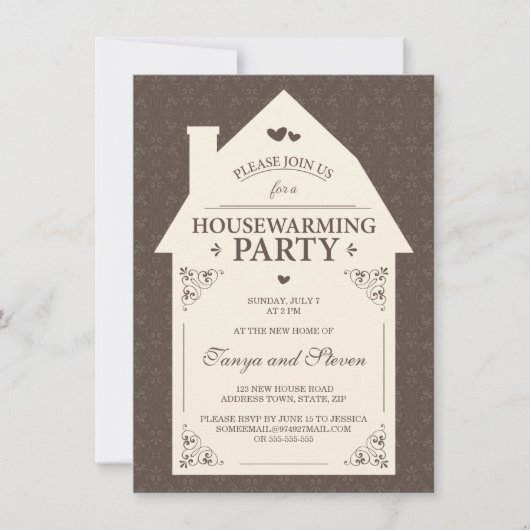 Elegant-bruine dampkamer huisverwarming kaart (Voorkant)