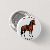 Elegant bruine paard ronde button 3,2 cm (Voorkant /achterkant)