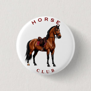 Elegant bruine paard ronde button 3,2 cm