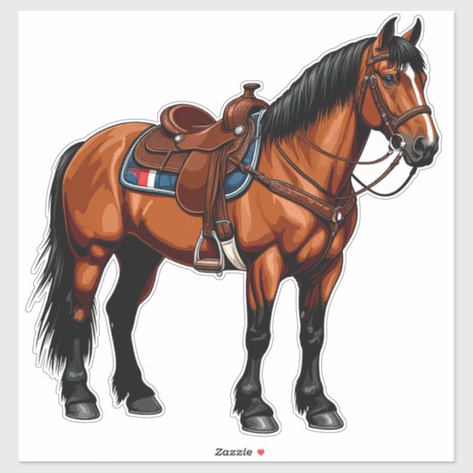 Elegant bruine paard sticker (Vel)