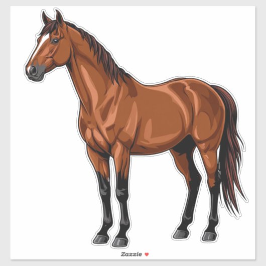 Elegant bruine paard sticker (Vel)