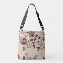 Elegant Bruine Roos Patroon Crossbody Tas
