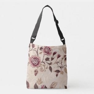 Elegant Bruine Roos Patroon Crossbody Tas