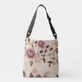 Elegant Bruine Roos Patroon Crossbody Tas